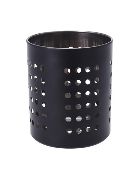 Θήκη για μαχαιροπίρουνα, ανοξείδωτη, μαύρη Ø10,5x13,1εκ.