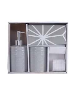 Σετ αξεσουάρ μπάνιου 3 τμχ κεραμικό γκρι
