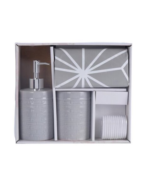 Σετ αξεσουάρ μπάνιου 3 τμχ κεραμικό γκρι