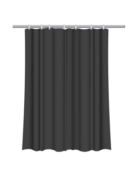 Κουρτίνα μπάνιου με 12 κρίκους μαύρη Υ200x180εκ.