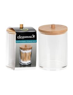 Θήκη για μπατονέτες ακρυλική διάφανη με bamboo καπάκι Ø7xY15εκ.