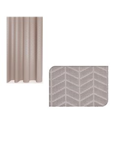 Κουρτίνα μπάνιου 92γρ. με 12 κρίκους γκρι-μπεζ 180x180εκ.