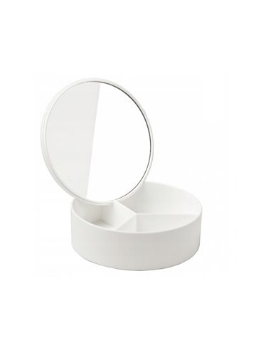 Καθρέφτης με θήκες οργάνωσης σε λευκό χρώμα 14x5εκ.