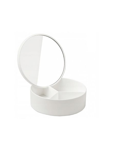 Καθρέφτης με θήκες οργάνωσης σε λευκό χρώμα 14x5εκ.