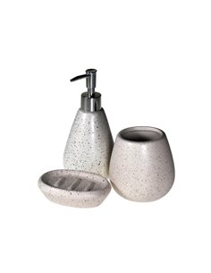 Σετ αξεσουάρ μπάνιου 3 τμχ κεραμικό κρεμ