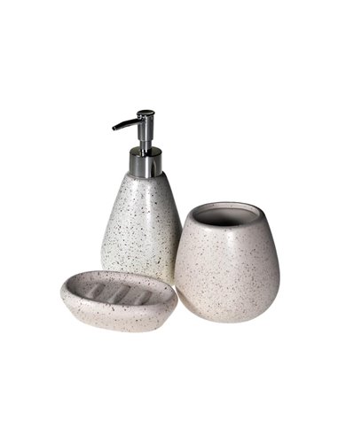 Σετ αξεσουάρ μπάνιου 3 τμχ κεραμικό κρεμ