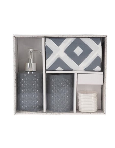 Σετ αξεσουάρ μπάνιου 3 τμχ κεραμικό γκρι