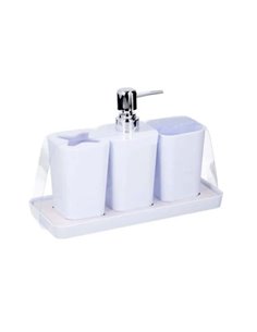 Σετ αξεσουάρ μπάνιου πλαστικό λευκό 4 τεμαχίων