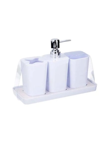 Σετ αξεσουάρ μπάνιου πλαστικό λευκό 4 τεμαχίων