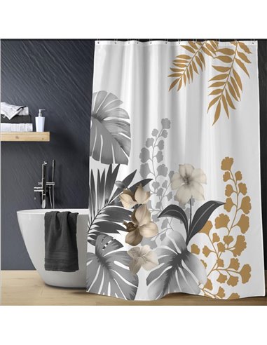 Κουρτίνα μπάνιου με 12 κρίκους kelly white Υ200x180εκ.