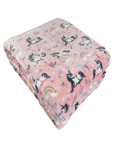 Κουβέρτα παιδική "Unicorn yard" βελουτέ από 100% polyester 160x220εκ.