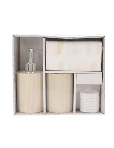 Σετ αξεσουάρ μπάνιου 3 τμχ κεραμικό μπεζ