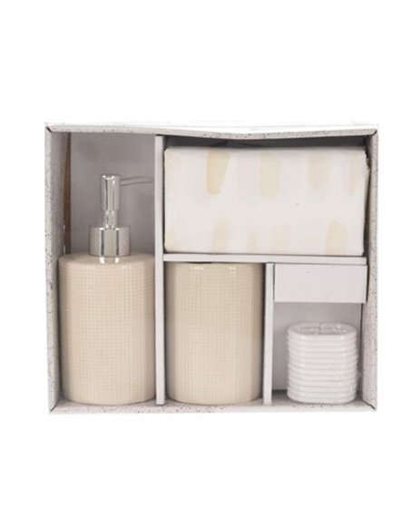 Σετ αξεσουάρ μπάνιου 3 τμχ κεραμικό μπεζ