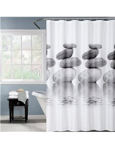 Κουρτίνα μπάνιου με 12 κρίκους "Stones" white Υ200x180εκ.