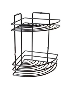 Ραφιέρα μπάνιου γωνιακή 2 ράφια Nextdeco μαύρη Υ27xØ19εκ.