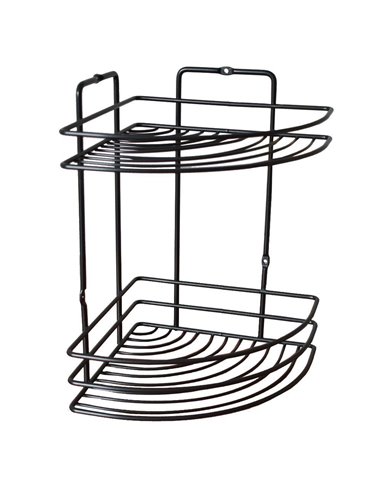 Ραφιέρα μπάνιου γωνιακή 2 ράφια Nextdeco μαύρη Υ27xØ19εκ.