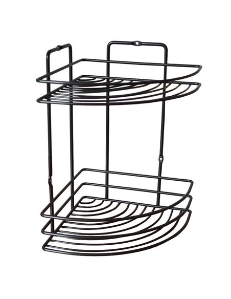 Ραφιέρα μπάνιου γωνιακή 2 ράφια Nextdeco μαύρη Υ27xØ19εκ.