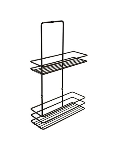 Ραφιέρα μπάνιου 2 ράφια Nextdeco μαύρη Υ37x8x23εκ.