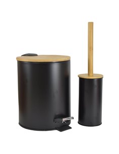 Σετ πεντάλ 5lt - πιγκάλ μεταλλικό με ξύλινο καπάκι μαύρο χρώμα