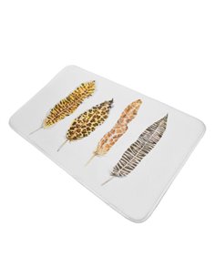 Χαλάκι μπάνιου Kair λευκό με φύλλα 50x80εκ.