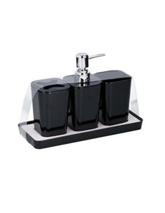 Σετ αξεσουάρ μπάνιου πλαστικό μαύρο 4 τεμαχίων