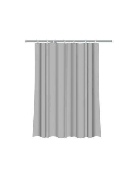 Κουρτίνα μπάνιου με 12 κρίκους γκρί Υ200x180εκ.