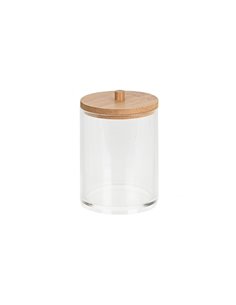 Θήκη για μπατονέτες ακρυλική διάφανη με bamboo καπάκι Ø7xY10,5εκ.