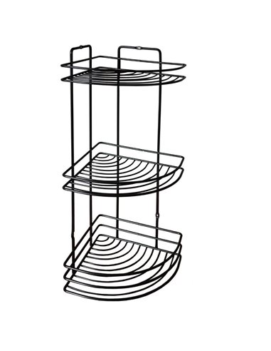 Ραφιέρα μπάνιου γωνιακή 3 ράφια Nextdeco μαύρη Υ48xØ19εκ.