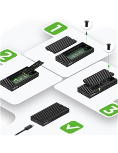 Εξωτερική θήκη αλουμινίου για σκληρούς δίσκους M.2 NVMe SSD, με σύνδεση USB 3.2 Gen 2x2 Type-C. 2