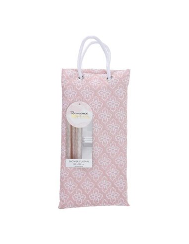 Κουρτίνα μπάνιου 85γρ. με 12 κρίκους ροζ 180x180εκ.