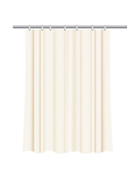 Κουρτίνα μπάνιου με 12 κρίκους εκρού Υ200x180εκ.