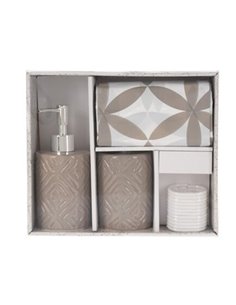 Σετ αξεσουάρ μπάνιου 3 τμχ κεραμικό σκούρο μπεζ