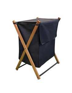 Καλάθι απλύτων Υ61x43,5x36,5εκ. με σκελετό από ξύλο καρυδιάς, ύφασμα σκούρο γκρι