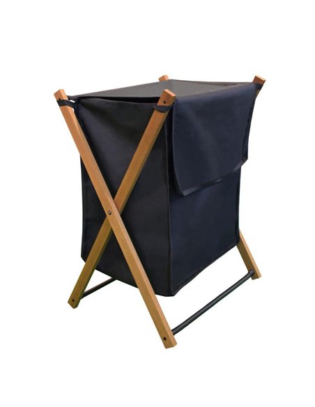 Καλάθι απλύτων Υ61x43,5x36,5εκ. με σκελετό από ξύλο καρυδιάς, ύφασμα σκούρο γκρι