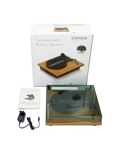 Πικάπ με ενσωματωμένα ηχεία 5W και καπάκι, σε καφέ χρώμα. 2