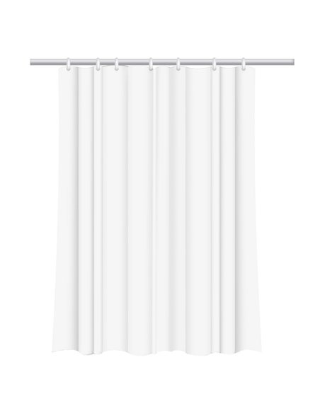 Κουρτίνα μπάνιου  με 12 κρίκους λευκή Υ200x180εκ.