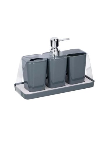 Σετ αξεσουάρ μπάνιου πλαστικό γκρι 4 τεμαχίων