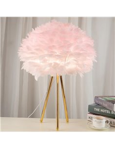 Φωτιστικό επιτραπέζιο με φτερά ροζ και μεταλλική βάση Υ47xØ30εκ.