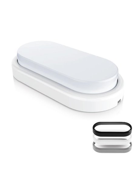 Πλαφονιέρα χελώνα οβάλ LED 12W πολυκαρβονική Υ3,9x19,8x6,6εκ. με 3 χρωματιστά στεφάνια