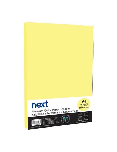 Χαρτόνι φωτοαντιγραφικό κίτρινο Α4,160γρ,100φ.