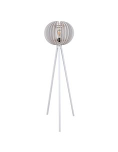 Φωτιστικό δαπέδου ξύλινο με λευκό καπέλο από mdf ⌀36xY145 εκ.