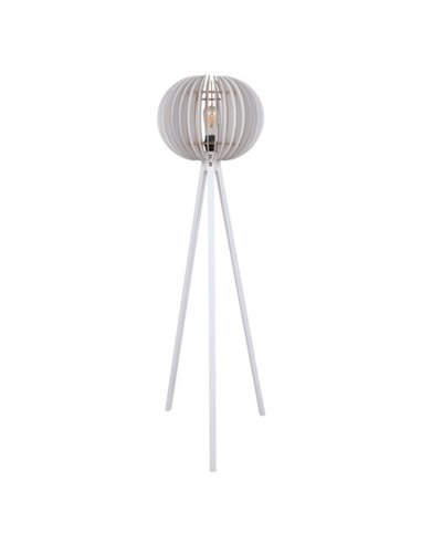 Φωτιστικό δαπέδου ξύλινο με λευκό καπέλο από mdf ⌀36xY145 εκ.