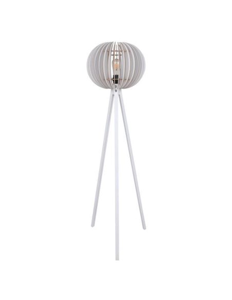 Φωτιστικό δαπέδου ξύλινο με λευκό καπέλο από mdf ⌀36xY145 εκ.