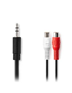 Στερεοφωνικό καλώδιο ήχου 3.5mm αρσ.- 2x RCA θηλ., 0.20m σε μαύρο χρώμα. 2