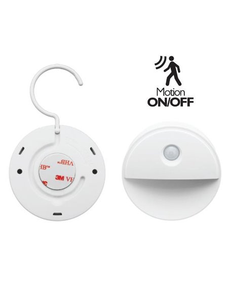 Φωτάκι νυκτός 0,8W μπαταρίας  Ø8x2,5εκ. με αισθητήρα φωτός, γάντζο και μαγνήτη