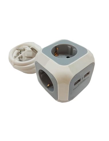 Πολύμπριζο κύβος 3θέσεων - 2 USB, 1,5m μήκος