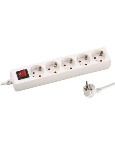 Πολύμπριζο 5θέσεων με διακόπτη, 3m μήκος και προστασία επαφών