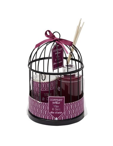 Κλουβάκι με αρωματικό και κερί μωβ, Υ19,5x∅13,5εκ