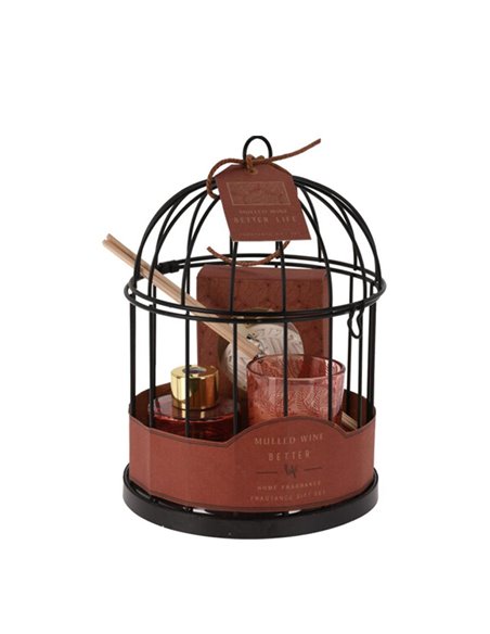 Αρωματικό Mulled Wine σετ 5 τεμαχίων σε μεταλλικό κλουβί Ø14x20εκ.