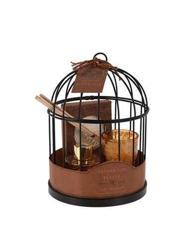 Αρωματικό Autumn Leaf σετ 5 τεμαχίων σε μεταλλικό κλουβί Ø14x20εκ.